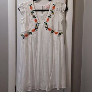 Pink Lily, Dress, White Embroidered, Small Size